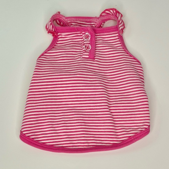 Pink Striped Dog Ruffle Shoulder Tank top - Picture 6 of 7